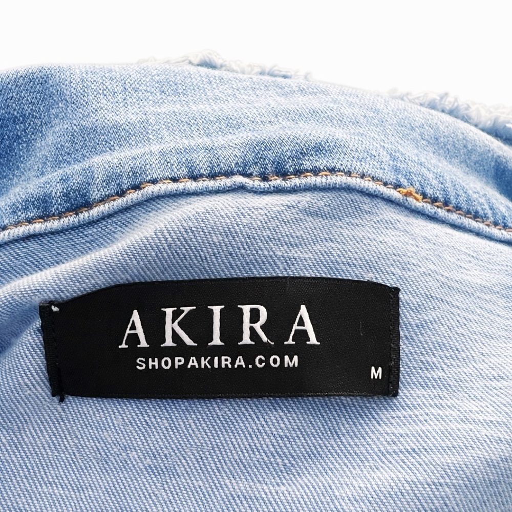 AKIRA Upcycled Ruffle Sleeve Denim Jacket Boho Patchwork Statement Jacket M - Picture 4 of 4
